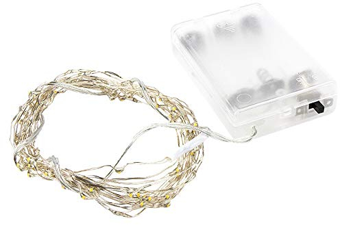 Ideen mit Herz 80er LED-Draht-Lichterkette, micro LEDs, wasserfest, warmweiß, batteriebetrieben, 405 cm lang