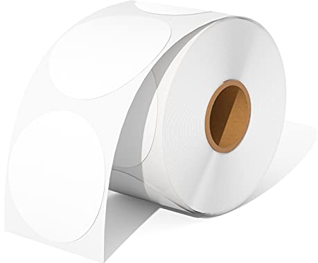 MUNBYN Lot de 750 Étiquettes Thermiques Ronde Blanc, Etiquette Autocollante Ronde 2 x 2 pouces, Shipping Label Résistant aux rayures, à l'eau, à la saleté, à la poussière et à la graisse