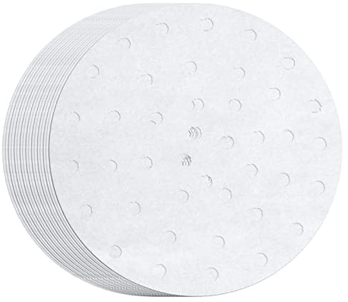 MineSign 100 Count Perforated Parchment Paper Bamboo Steamer Liners for 12 inch Air Fryer Parchment Paper