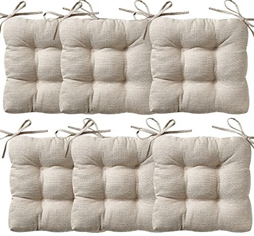 REINO MANSIDI Cojines para Silla, Acolchados 40 x 40cm, Relleno de Fibra Hueca 5cm, Ideal para la Decoración de Cocina y Salón, Comedor y jardín. Fabricados en España (Pack 6, Beige)