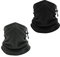 2 Piece Drawstring Neck Warmers, Fleece Neck Warmers, Thickened Windproof and Dustproof Ski Scarves, Suitable for Winter Outdoor Sports Adjustable Mask Scarves (Gray and Black)