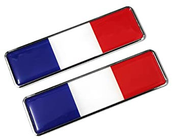 PTDecals 2 Stück Frankreich Flagge Metall Auto Schilder Aufkleber 3D Emblem National FR Tricolor Flagge Abzeichen Grafik Aufkleber für Universal Auto Motorrad Fender Röcke Stamm Seiten 104.5mm * 30mm