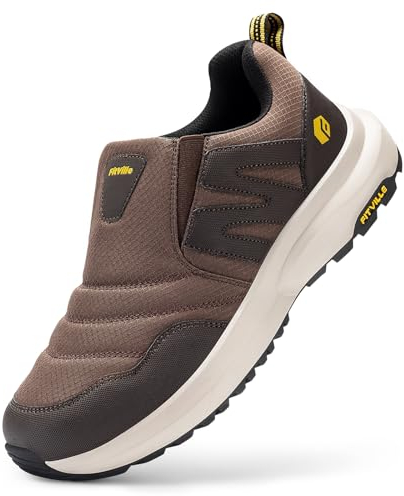 FitVille Wanderschuhe Herren Extra Breit Leicht atmungsaktive Trekkingschuhe Weite Slip-on Outdoor Schuhe rutschfeste Knöchel Bergschuhe rutschfeste Schuhe Herren Sneaker Braun 50 EU Weit