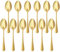 QUCHER 8(20.3cm) 12 Stück Gold Suppentassenlöffel Esslöffel Edelstahl Suppenlöffel Kaffeelöffel Tabelle Abendessen Löffel Tafelgeschirr besteck set für Heimgebrauch Küche Gaststätte