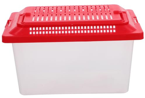 FONDOTIN Reptile Tank Portable Handheld Fish Tank Transparent Pet Transport Box Turtle Terrarium Carrier Cage Breeding Box Mini Hatching Container for Spider Goldfish Hamster