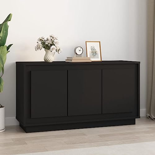 FENLAX Sideboard Kommode Wohnzimmer Sideboard Flur Komodenschrank Für Schlafzimmer Buffetschrank Aufbewahrungsschrank 102x35x55 cm Schwarz