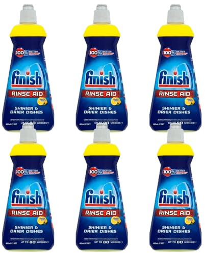 Rinse Aid Lemon Fragrance Dishwasher Shine Liquid 400ml x 6 Original Professional Industrial Machine Deep Cleaner Sparkle Glass with Welari Thank You Card Pack of 6