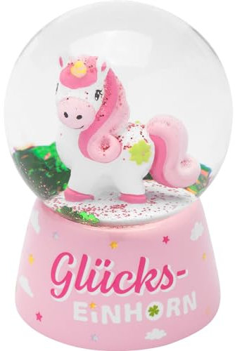 Gruss & CO Traumkugel mit Motiv Einhorn | Schneekugel mit Glitter, Höhe 6,5 cm | Geschenk für Kinder, Weihnachten, Silvester | 70248