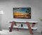 Mobile tv,tavolino per la televisione in legno bianco e noce 120 cm, chic,elegante
