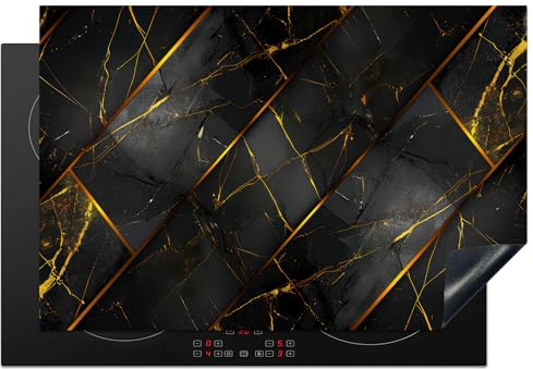 Kitchenyeah© Copri Piano Cottura 77x51 cm Tappetino Piano Piastra Induzione Proteggi Induzione Copri Fornelli Cucina Protezione Di Cottura Antigraffio Oro - Nero - Aerei