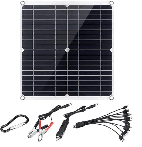 Zoegneer Panel solar monocristalino de 50 W, regulador de voltaje USB dual, panel de carga de 12 V, fotovoltaico al aire libre para barco, caravana, camping