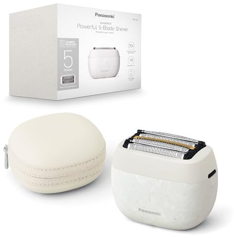 Panasonic ES-PV6B-W803 Series 900s Premium Kompakt-Rasierer, Nass- und Trockenrasierer mit 5 Klingen für Männer, reaktionsschneller Bartsensor, USB-C, Premium Case, NAGORI® Marmorweiß