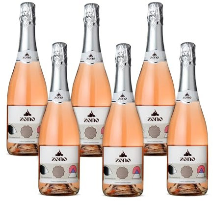ZENO alcohol-liberated Sparkling Rosé non-alcoholic wine (Bottle of 6 x750ml) Vegan friendlyGluten Free, Alcohol Free Wine, Gift Set, Ideal for Celebrations and Festive Parties (Pack 6)