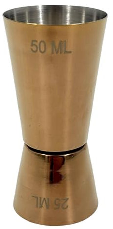 Chabrias Ltd Stainless Steel Single Rose Gold 25/50 ml Measure Jigger Bar Craft Dual Spirit Measure Cup Peg Measuring Cup for Bar Party Wine Cocktail Shaker