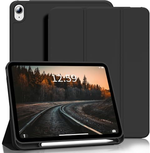 SZPSGC Hülle für iPad (A16) 11./10. Generation 11/10,9 Zoll 2025/2022 mit Stifthalter, Auto Schlaf/Wake, Smart Stand mit weicher TPU-Rückabdeckung, Schwarz