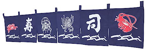Zerodeko 1satz Japanische Sushi-Restaurant Vorhang Vorhang Blau Für Traditionelle Raumtrennung Breit Langlebig Und Installieren