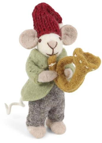 Gry & Sif Handgemacht & Fairtrade-Zertifiziert | Stilvolles dänisches Design X Nepali Kunsthandwerker | Kleine Orchestermus-Maus mit Trompete