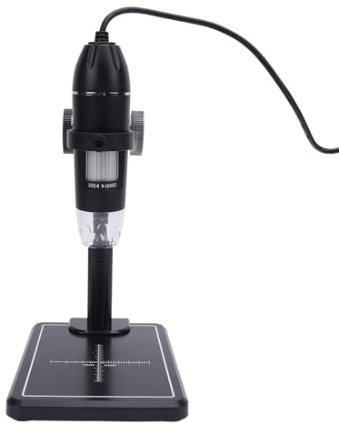 Digitales Mikroskop mit Ständer für PC Telefon, 1600 fache Vergrößerung, USB Münzmikroskop mit 8 Einstellbaren LED Leuchten, Münzlupe für Schmuckuntersuchung,
