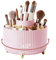 Bekeify 360° Rotating Makeup Organiser Makeup Brush Holder with 5 Compartments for Cosmetics Perfume Jewellery for Dressing Table Bedroom Bathroom Office Stationery Storage, Pink