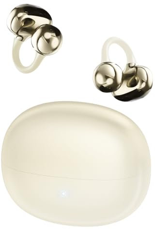 Ucani Clip on earbuds, Open Clip-On Earphones Open Ear Headphones, HiFi Music 360° ACS, With ENC Crystal Clear Calls, Wireless Headphones Bluetooth-5.4 Compatible iOS Android, 65H Playtime, white