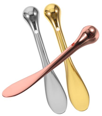 EXQUIMEUBLE 3Stücke Augencreme Löffel aus Massagestick für Augenpflege gegen Schwellungen und Augenringe Tragbar und Leicht zu Reinigen Roségold