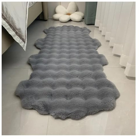 HYFEUOKF Teppich Schlafzimmer Blase Samt Teppich Home Decor Flauschigen Plüsch Sofa Kissen Weiche Anti Slip Stuhl Pad Kinder Schlafzimmer Nachttisch Teppich FüR Schlafzimmer(Gray,60X200cm(23.6x78in))