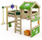 Wickey Kinderbett Hochbett Crazy Jelly - Hausbett mit apfelgrüner Plane 90 x 200 cm, Etagenbett aus Massivholz mit Spielzeugzubehör für Kinder - individuell Gestaltbar