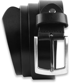 Massi Morino Ledergürtel Herren - 3,5 cm breit- Gürtel aus echtem Rindsleder I Vollledergürtel inkl. Beutel (Schwarz, 115 cm Bundmaß (A))