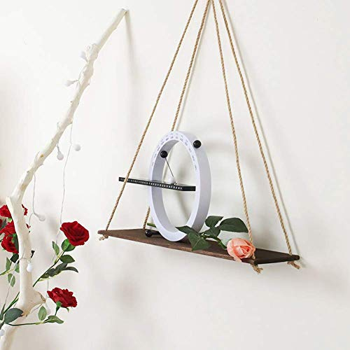 2 Stück Holz Hängendes Regal, Schwimmendes Regal Wandregal Wandregal Holz Hängeregale Mit Seil Seil, Rustikale Pflanzenständer, Regal Blumentopf Hängeregal, Swing Rope Regal Home Wanddekoration