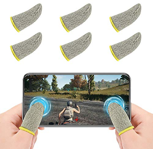 Newseego PUBG Mobile Game Finger Sleeve,[6 Pack] Touchscreen Fingerhülse Atmungsaktiv Ultradünn Anti-Sweat Fingerset Empfindliche Shoot-&Ziel-Tasten für Überlebensregeln/Knives Out für Android & IOS