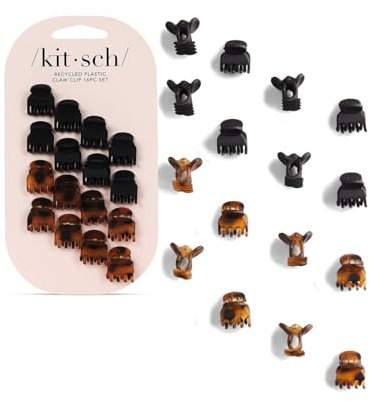 Kitsch Kleine Haarspangen für Damen, elegante Haarspangen für Kinder, bleiben an Ort und Stelle, ohne zu ziehen oder zu fangen, aus strapazierfähigem Kunststoff, Schildkröte und Schwarz, 16 Stück