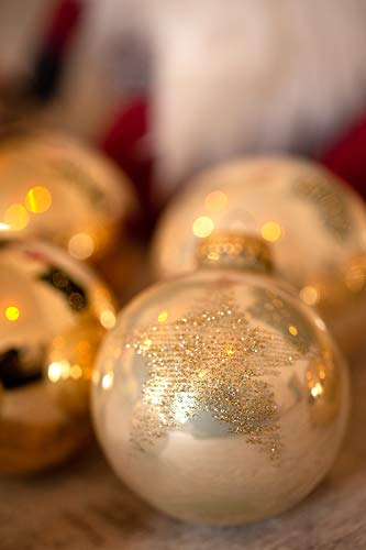 Krebs & Sohn Set of 12 Glass Baubles – Christmas Tree Decorations for Hanging – Christmas Tree Baubles Assortment – Gold Ivory