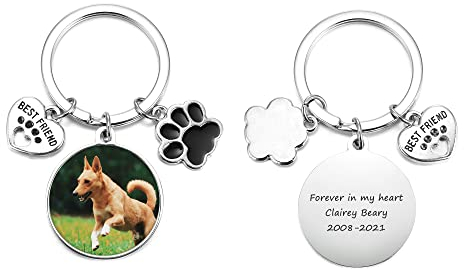 Zysta Personalisierte Schlüsselanhänger mit Gravur Hund Katze Pfote Memorial Anhänger Haustier Keychain Andenken Souvenir Geschenke für Damen Herren