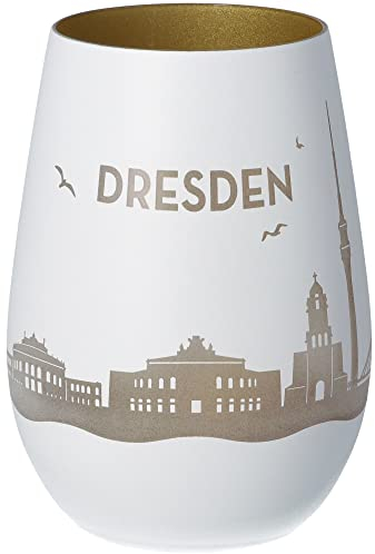 Goodtimes Windlicht Dresden Skyline (Weiß & Gold)