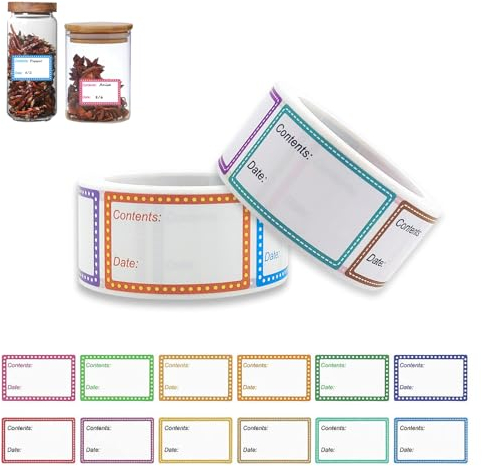 AZWOOD 1000 Gefrieretiketten, 2,5 x 4,1 cm Klebeetiketten für Gefriergut Farblich Etiketten zur Aufbewahrung Lebensmitteln für Gefrierbehälter, Gläser