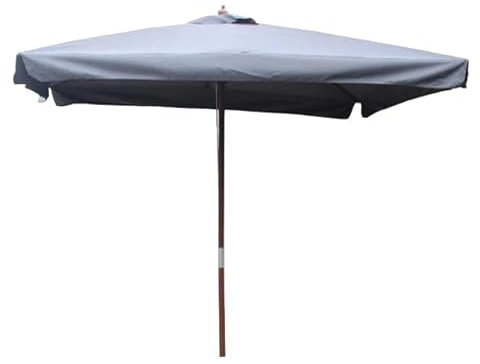 CONCEPT USINE | Parasol Droit Forme Carré 3X3 m Palawan Gris | Structure Bois |Toile 100% Polyester | Idéal jardin Terrasse Piscine ou Balcon | Protection UV et Imperméable | Résistant