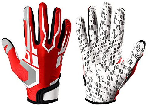 BOROCO Baseball-Schlaghandschuhe, rutschfeste Silikon-Sportempfängerhandschuhe Mit Hohem Griff, Schützende American-Football-Handschuhe Für Jugendliche Und Erwachsene(S)