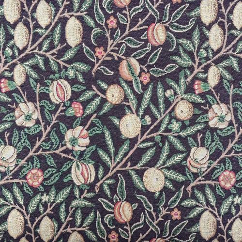 William Morris Granatapfel-Designer-Tapisserie, Blumenmuster, Vintage-Look, Polstermöbel, Kissen, Bastelprojekte, Einschränkung, Heimstoff, 140 cm breit (Meterware, Ebenholz)