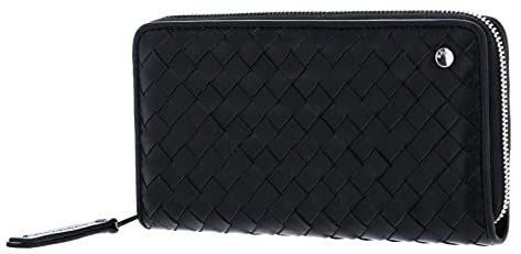 Abro Leather Piuma Weaving Zip Wallet Black/Nickel