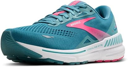 Brooks Damen Adrenaline GTS 23 Sneaker, Storm Blue Pink Aqua, 40.5 EU
