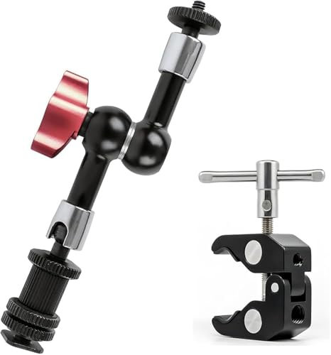 Bras Magique de Pince de Montage pour caméra, Adaptateur de Position de Friction de Joint réglable, Super Pince avec Trous filetés de 1/4 et 3/8, adapté pour caméra, Moniteur (9 Pouces)