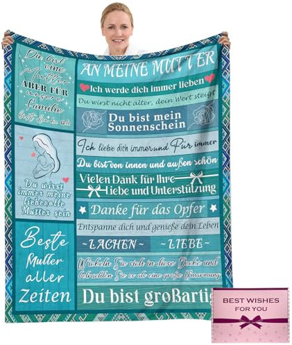 NlsqEU Geschenke für Mama, Mama Decke, Mutter Tochter Geschenk, Mutter Besondere Geschenke von Tochter, Mutter Geschenk Decke, Geschenkdecke für Damen 150x130CM (German)