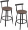 WOLTU Barhocker 2er Set, Barstuhl, Bar Hocker rund, Küchenhocker mit Lehne, Metallgestell, Fußstütze, Tresenhocker 150 kg belastbar, für Bar Kücheninsel Esszimmer, Dunkle Holzoptik, BH430dc-2