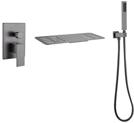 PETERNATA Set soffione Doccia, Rubinetti per Vasca Miscelatore per Doccia da Bagno Rubinetto per Cascata Grigio Rubinetto per Bagno Rubinetto per Acqua Calda e Fredda Miscelatore per Doccia