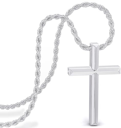 SERASAR Necklace Cross Men Chain with Pendant 50cm Silver Jewellery Gift Idea for Jesus
