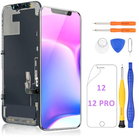 Yodoit Pantalla OLED de repuesto para iPhone 12/12 Pro, pantalla táctil 3D, función de identificación facial (no LCD), con kit de herramientas de reparación