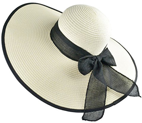 DRESHOW Wide Brim Hat Fedora for Women Belt Buckle Retro Panama Floppy Hat