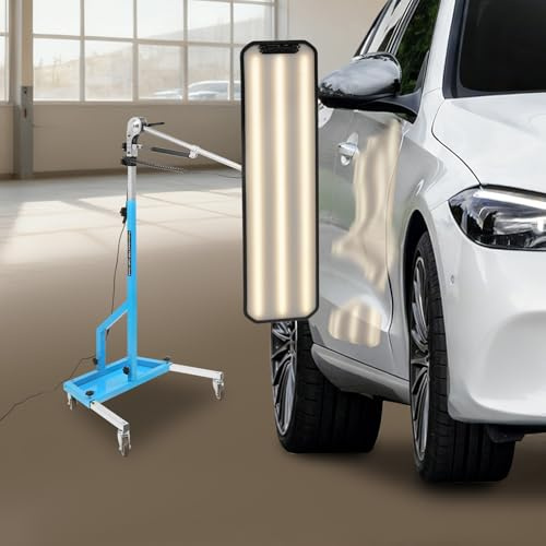 LED Dellen-Reparatur-Lichtwerkzeug, 6 Farben einstellbar PDR-Lampe mit Rollen und höhenverstellbarem Ständer, Reflektorplatte 95 * 26 cm, zum Überprüfung von Dellen auf Karosserieoberflächen (Blau)