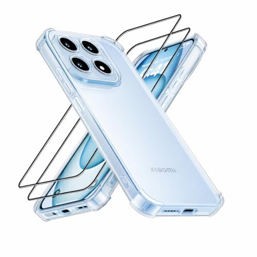 LACAE Funda para Vivo Y31 5G con 2 Protector de Pantalla de Vidrio Templado, Carcasa Transparente Delgada Antigolpes de TPU con Esquinas Airbag - Transparent