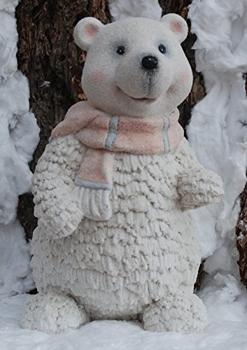 Unbekannt Winter Dekofigur Eisbär mit rosa Schal - Weihnachten, Glitzer, Christmas